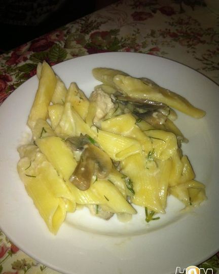 Рецепт макарон с грибами и курицей в сливочном соусе