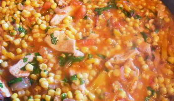 макароны с курицей и кукурузой