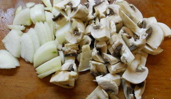 макароны с курицей и шампиньонами