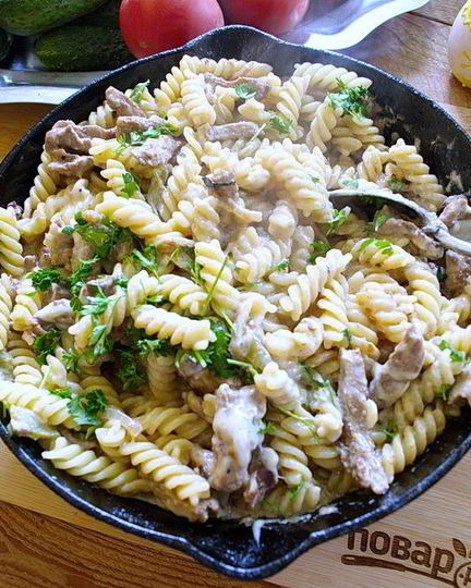 Рецепт макарон с мясом под сыром в духовке