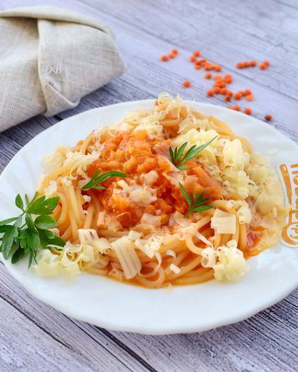 Рецепт пасты с чечевицей и морковью