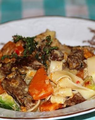 Паста с говядиной и тыквой
