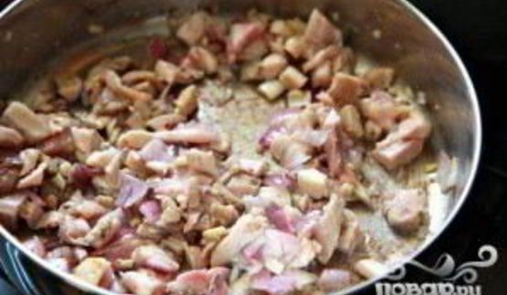 паста с курицей, беконом и рикоттой