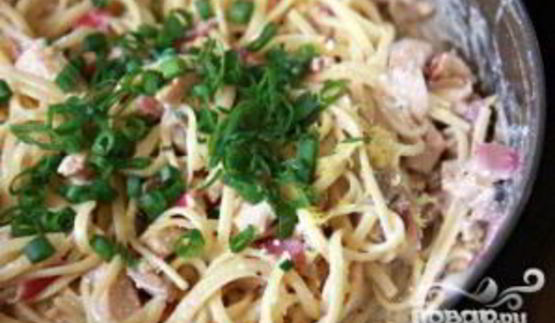 паста с курицей, беконом и рикоттой