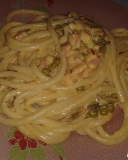 Рецепт пасты с ветчиной и горошком