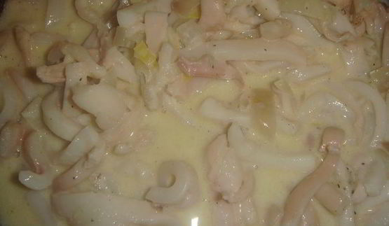 сливочная паста с кальмарами