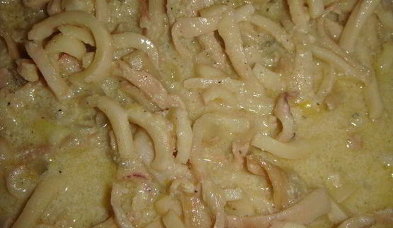 сливочная паста с кальмарами