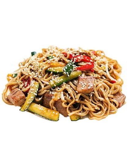 Рецепт собы с жареными огурцами