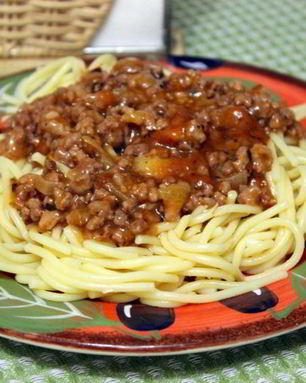 Спагетти с ароматным мясным соусом