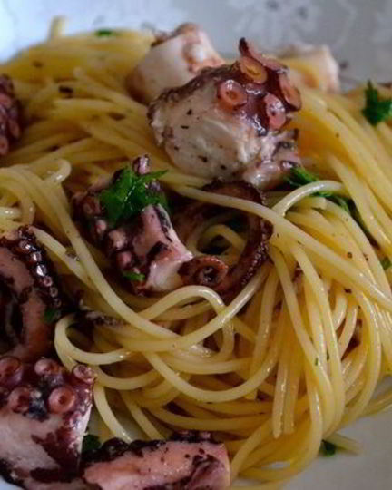 Рецепт спагетти с осьминогом