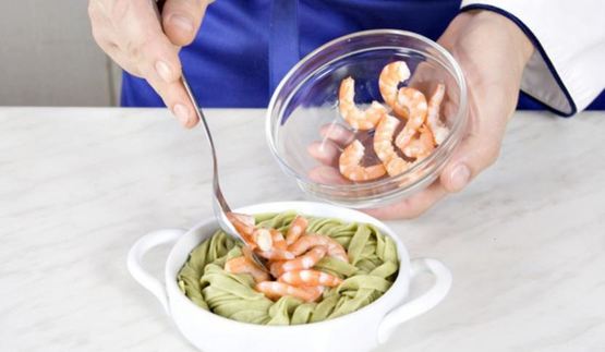 запеченные тельяттели с креветками