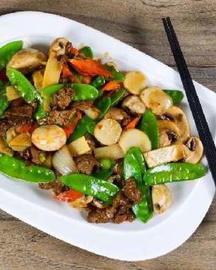 Говядина с горошком в стручках