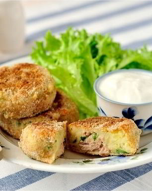 Картофельные биточки с лососем