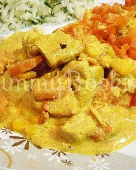 Рецепт куриного филе с овощами в сметанном соусе