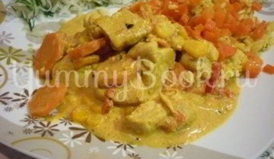 куриное филе с овощами в сметанном соусе