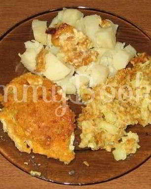 Курица с сыром в кляре с гарниром