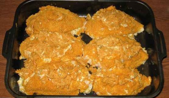 курица с сыром в кляре с гарниром