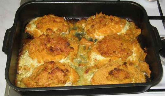 курица с сыром в кляре с гарниром