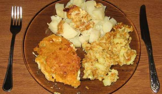 курица с сыром в кляре с гарниром