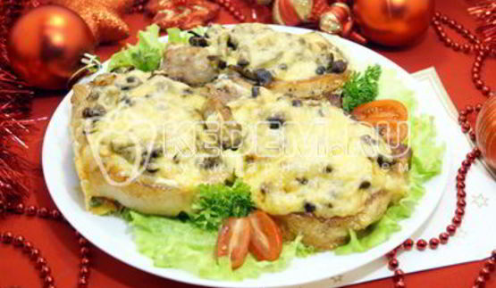 отбивные с грибами и сыром праздничное настроение