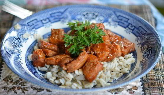 тушеная свинина с чили соусом