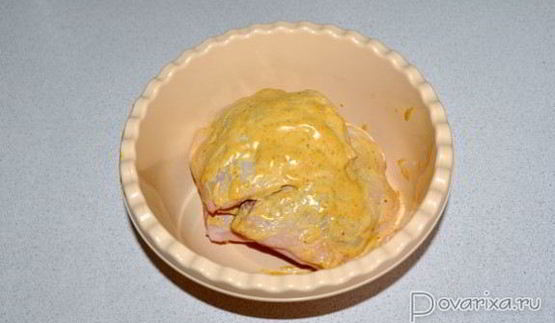 жареная курица в соево-майонезном маринаде