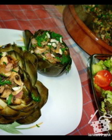 Рецепт артишоков фаршированных грибами и беконом
