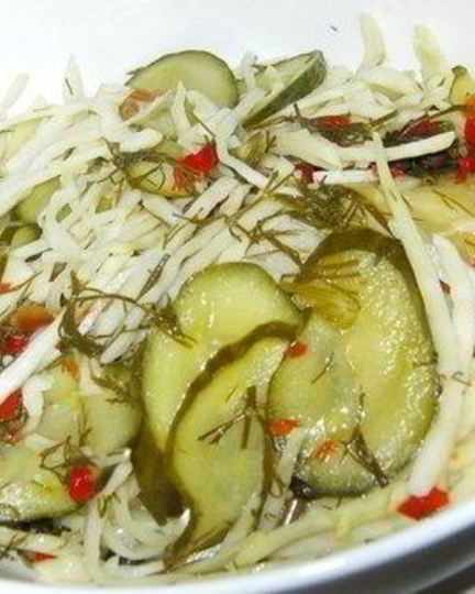 Рецепт капусты с огурцами в маринаде