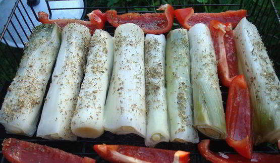 лук-порей на гриле