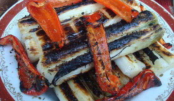 лук-порей на гриле