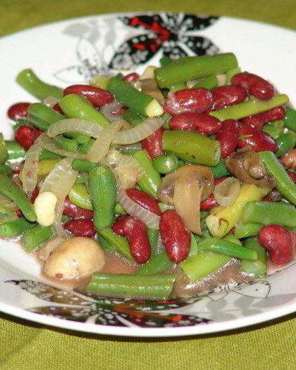 Рецепт спаржевой фасоли с грибами