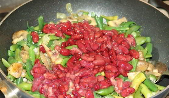 спаржевая фасоль с грибами