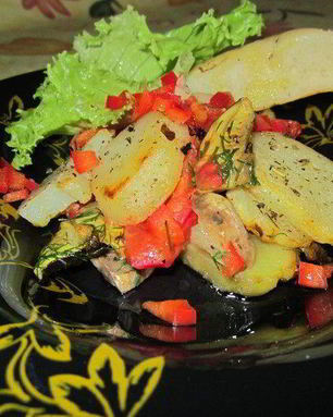 Запеченный картофель с лесными грибами