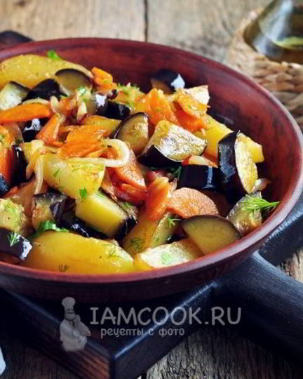 Рецепт жареных баклажанов с картошкой