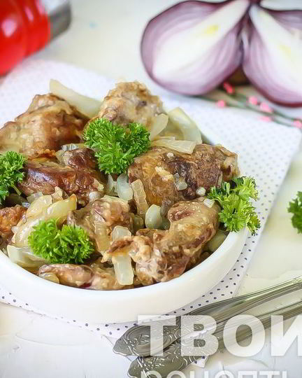 Рецепт куриной печени, жареной с луком