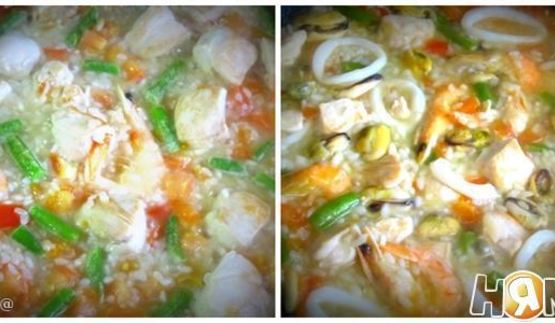 паэлья с курицей и морепродуктами