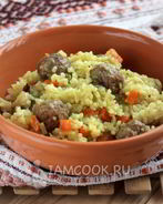 Плов с фрикадельками в мультиварке