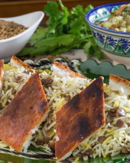 Рецепт плова с обжаренной в яйце курицей и чечевицей чихыртма