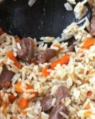 Плов с сердечками куриными