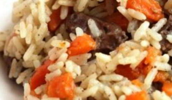 плов с сердечками куриными