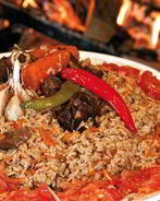 Плов в казане на плите