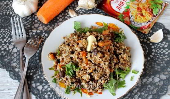 постный плов из гречки с опятами