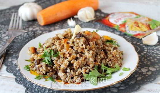 постный плов из гречки с опятами