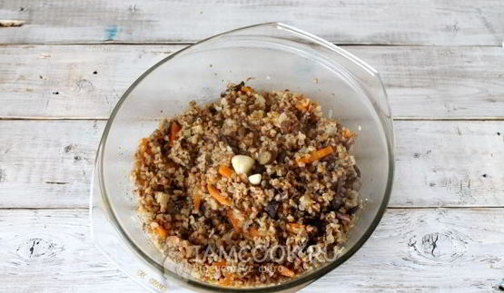 постный плов из гречки с опятами