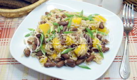 постный плов с тыквой и фасолью