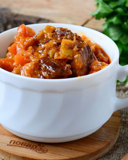 Рецепт говяжьего рагу в томатно-сливочном соусе