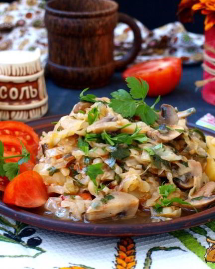 Рецепт овощного рагу с шампиньонами