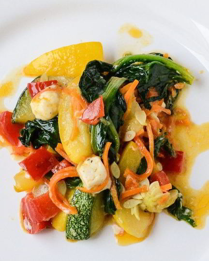 Рецепт овощного рагу со шпинатом