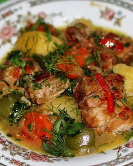 Рецепт овощного рагу со свиной грудинкой