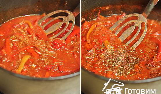 рагу из баранины с болгарским перцем и томатами